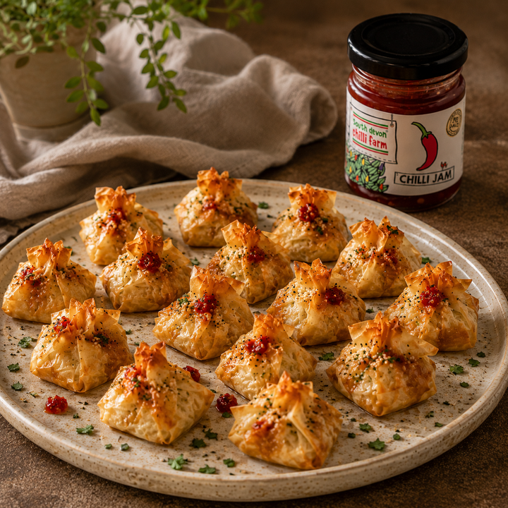 Chilli Jam and Brie Filo Parcel Canapes