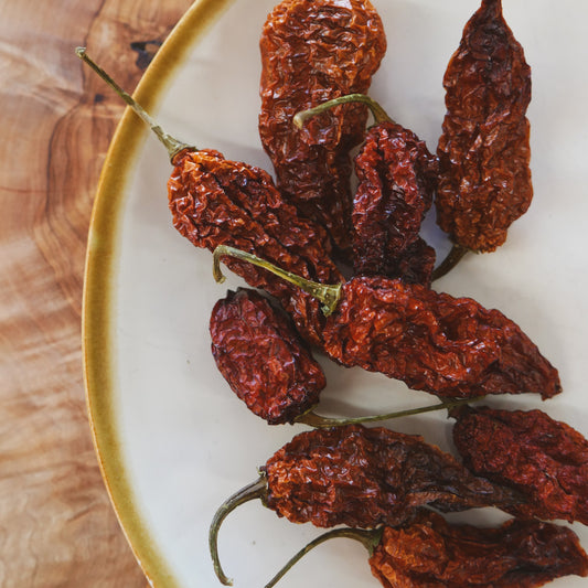 Dried Bhut Jolokia Chillies (Home Grown)