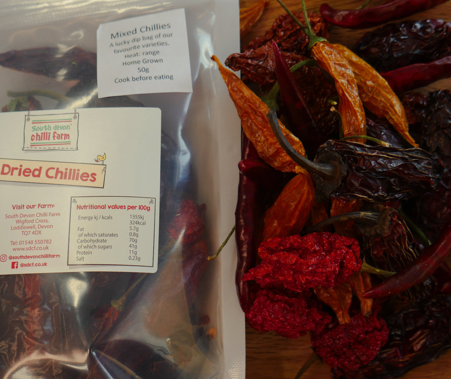 Dried Mixed Chillies (Home Grown)